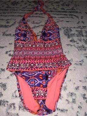 La Blanca Coral Lined Multicolor Halter One-Piece
